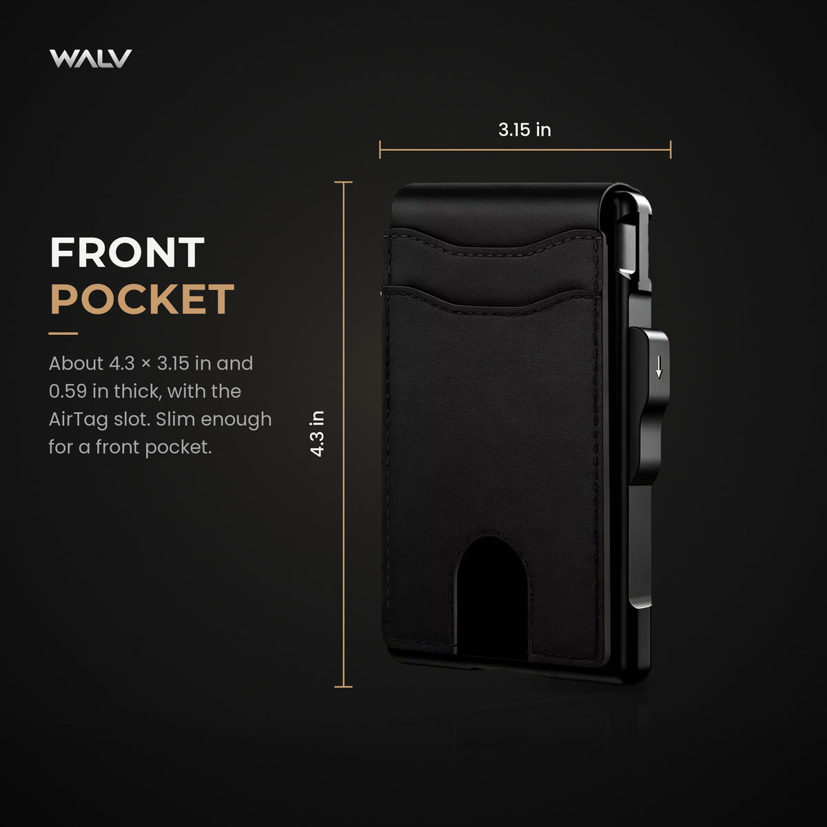 WALV Pop-Up Wallet size: about 4.3 by 3.15 inches